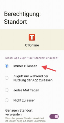 Berechtigung Standort
